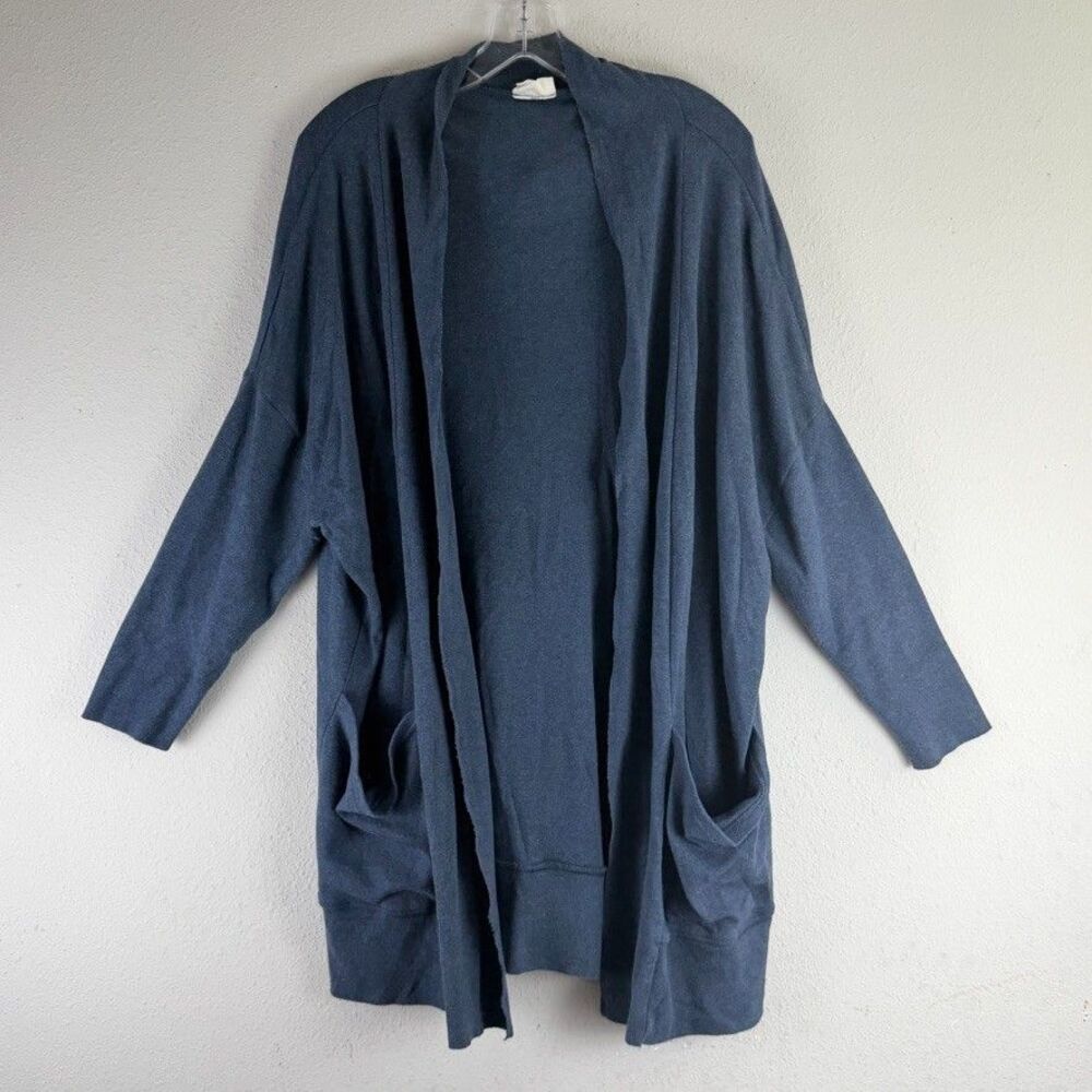 Pact XL/XXL Organic Cotton Airplane Blue Open Front Cardigan Pockets Lagenlook